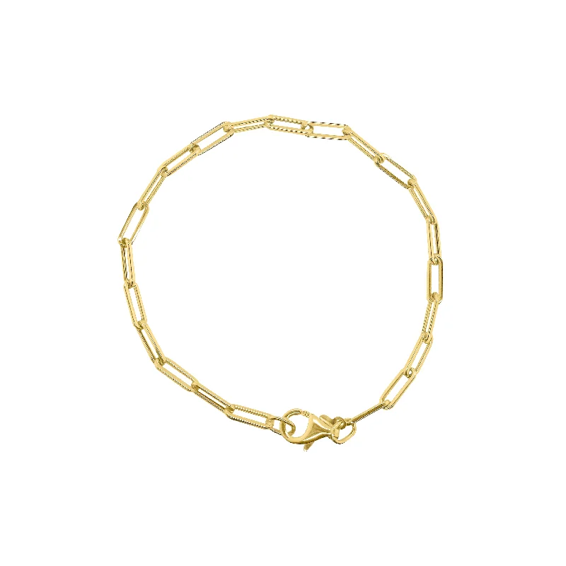 14K GOLD 3MM PAPERCLIP CHAIN BRACELET