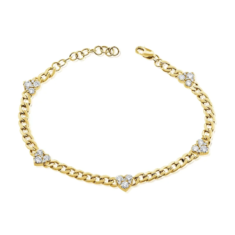 14K GOLD DIAMOND LARGE DANIELLE HEART BRACELET