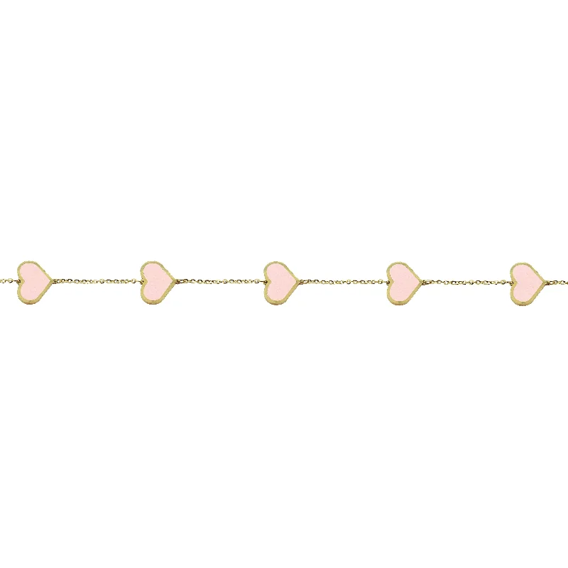 14K GOLD PINK LARGE MEGAN HEART BRACELET