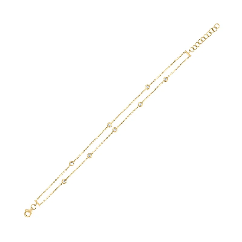 14KT GOLD DIAMOND BY THE YARD DOUBLE CHAIN BRACELET