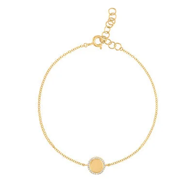 14KT GOLD DIAMOND OUTLINE SHINY DISK BRACELET