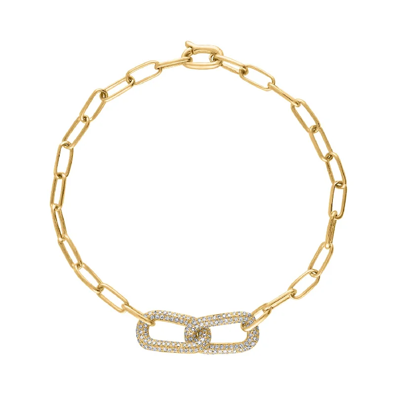 14KT GOLD DOUBLE PAVE DIAMOND LINK BRACELET