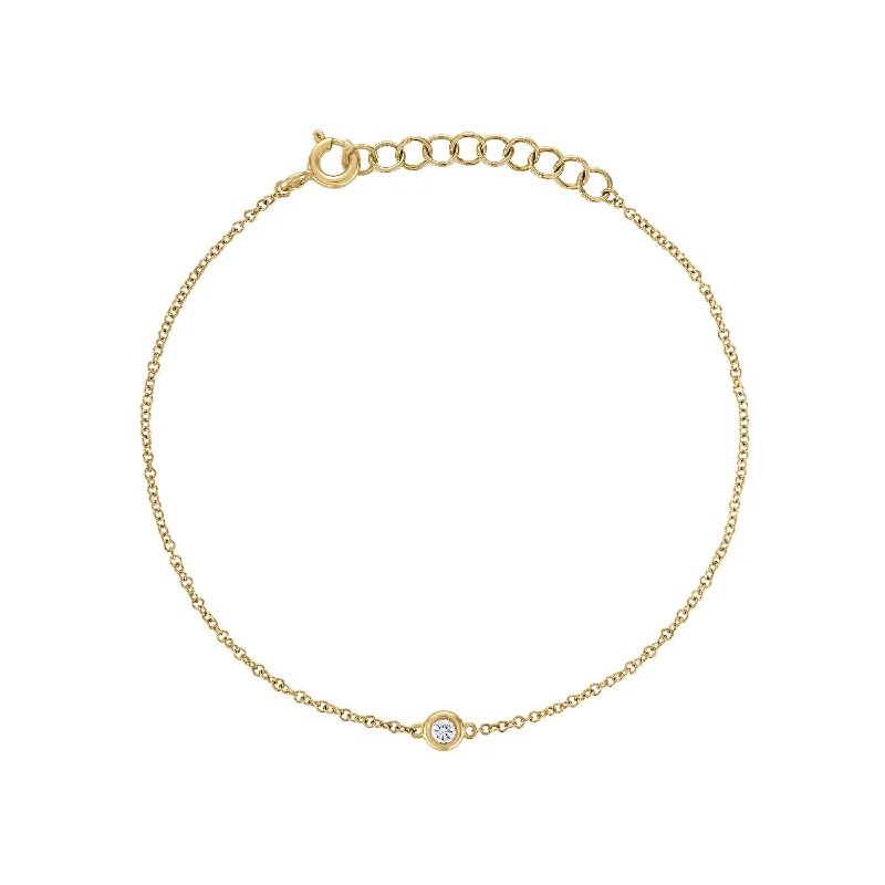 14KT GOLD SMALL DIAMOND SINGLE BEZEL BRACELET