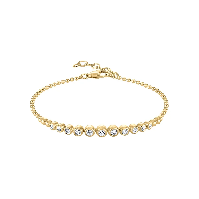 14KY GOLD GRADUATING DIAMOND BEZEL BALL BRACELET