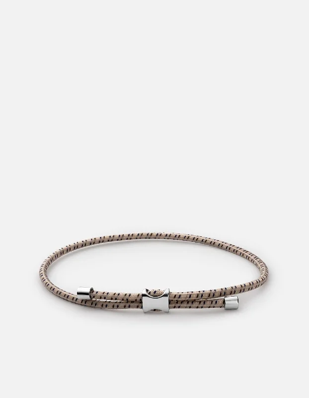 Orson Pull Bungee Rope Bracelet, Sterling Silver/Cream-Black