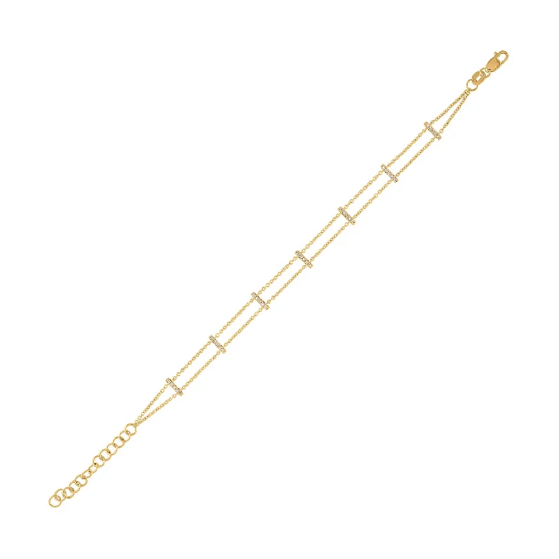 14KT GOLD MINI DIAMOND BARS BRACELET