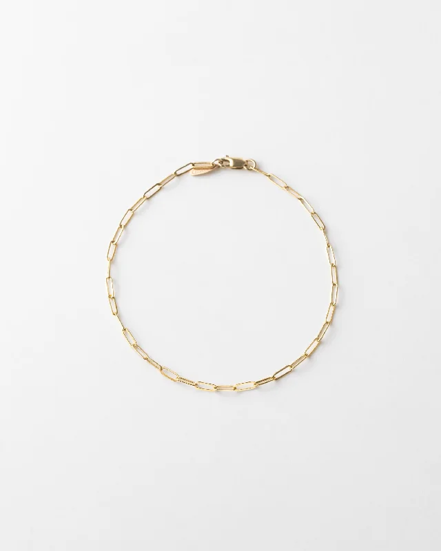 Solid Gold Dainty Paperclip Chain Bracelet