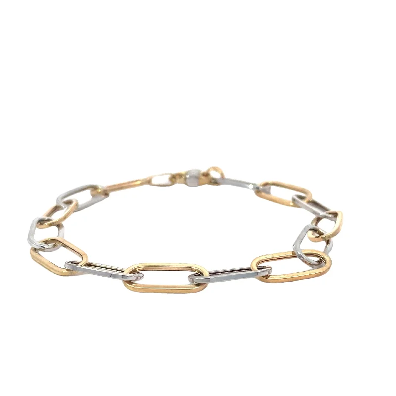 Two Tone Paperclip Chain Bracelet