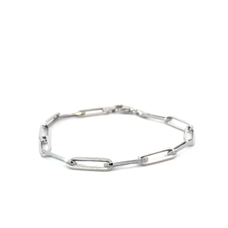 White Gold Paperclip Bracelet