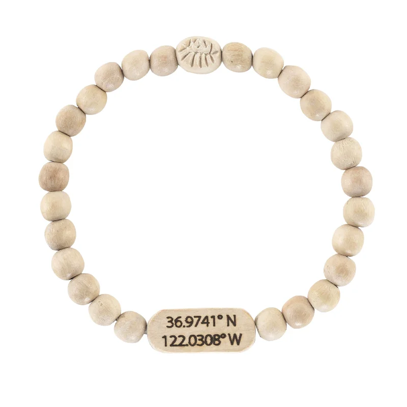 Wood Custom Coordinates Bracelet