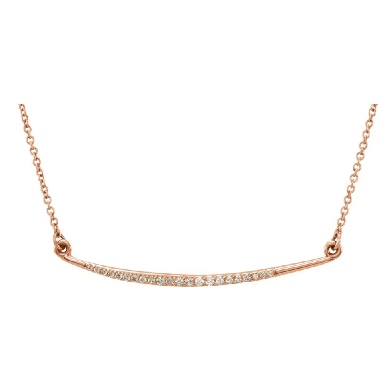 1/8 Ctw Diamond Curved Bar Necklace in 14k Rose Gold, 16 Inch