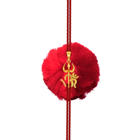 14k Gold Rakhi In Om & Tri Shul Motif