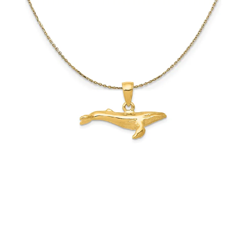 14k Yellow Gold 3D Humpback Whale Necklace