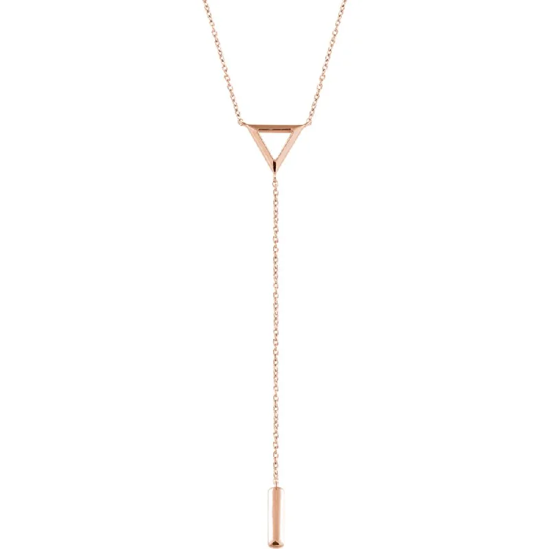 14k Yellow, White or Rose Gold Triangle & Bar Y Necklace, 16-18 Inch