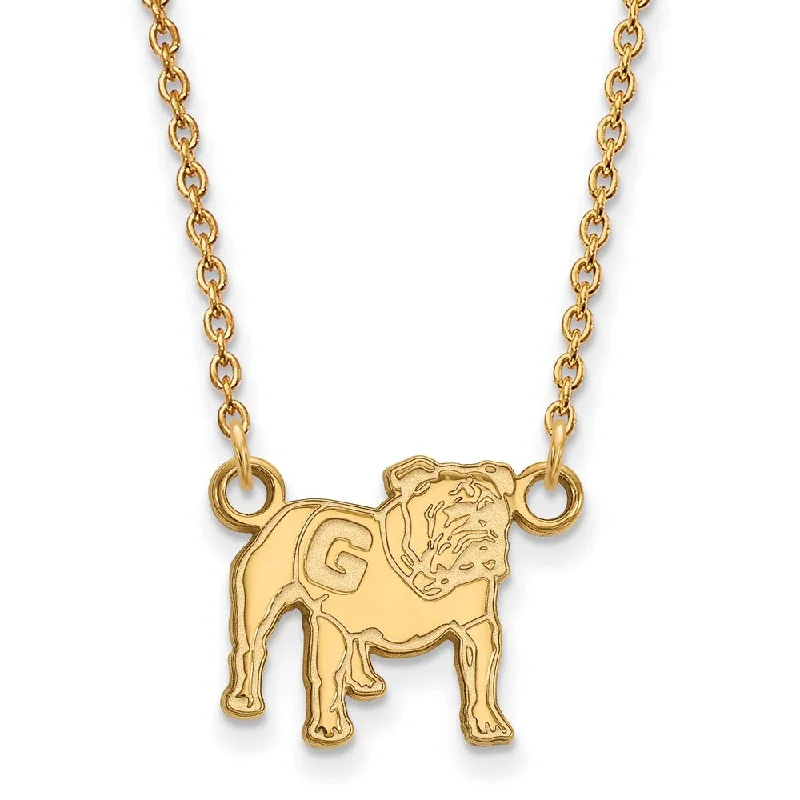 14k Gold Plated Silver U of Georgia Small Bulldog Necklace