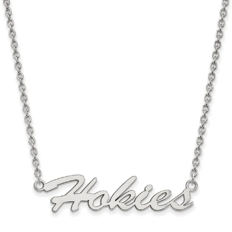 Sterling Silver Virginia Tech Medium Script 'Hokies' Pendant Necklace