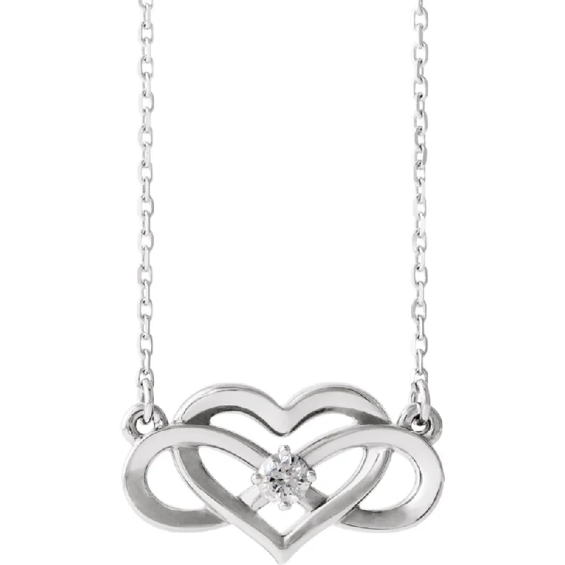 Platinum 1/10 CT Diamond Infinity Heart Necklace, 16-18 Inch