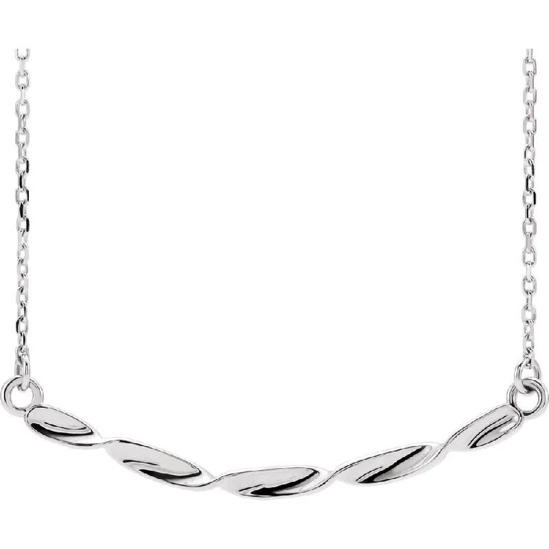 Platinum 36 x 2mm Twisted Bar Necklace, 16-18 Inch