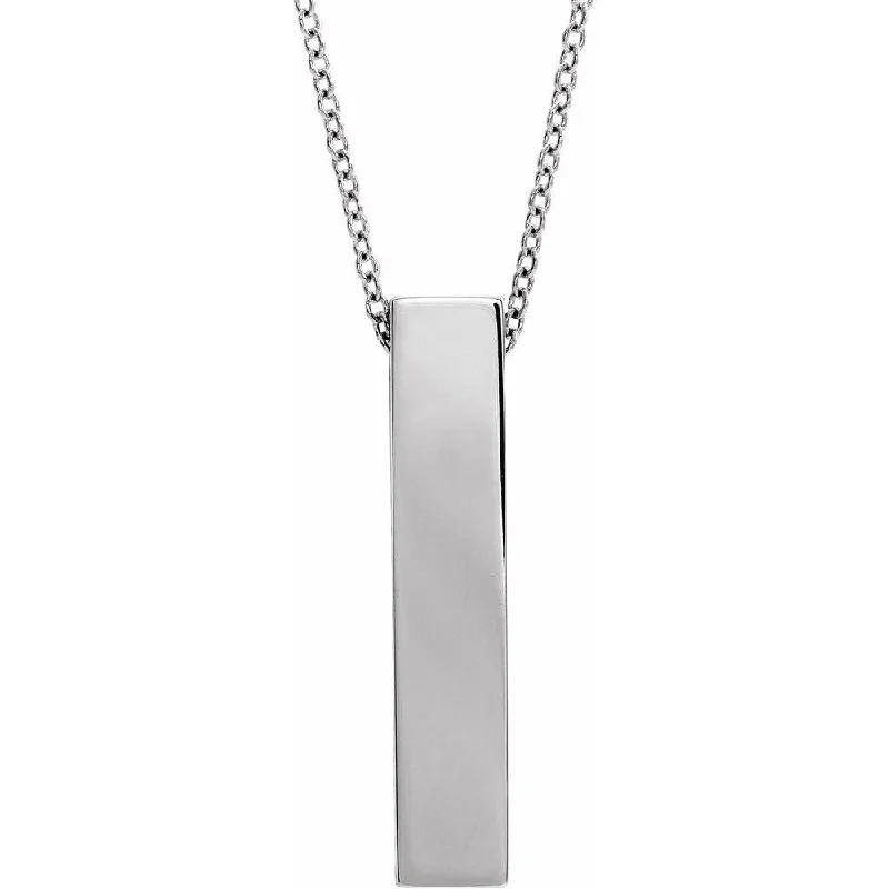 Platinum Brushed Vertical Bar Slide Necklace, 16-18 Inch