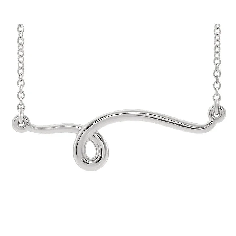 Platinum Freeform Loop Bar Necklace, 16 or 18 Inch