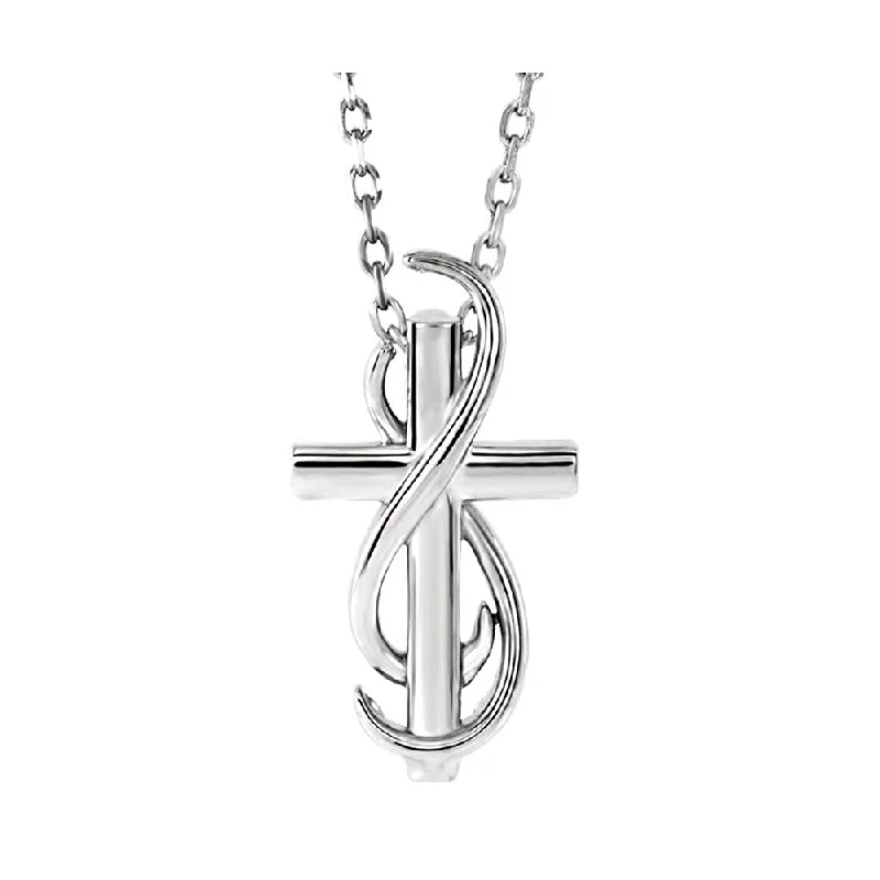 Platinum Infinity Cross Necklace, 16-18 Inch