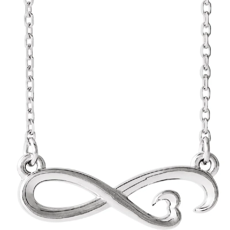 Platinum Infinity Heart Necklace, 16-18 Inch