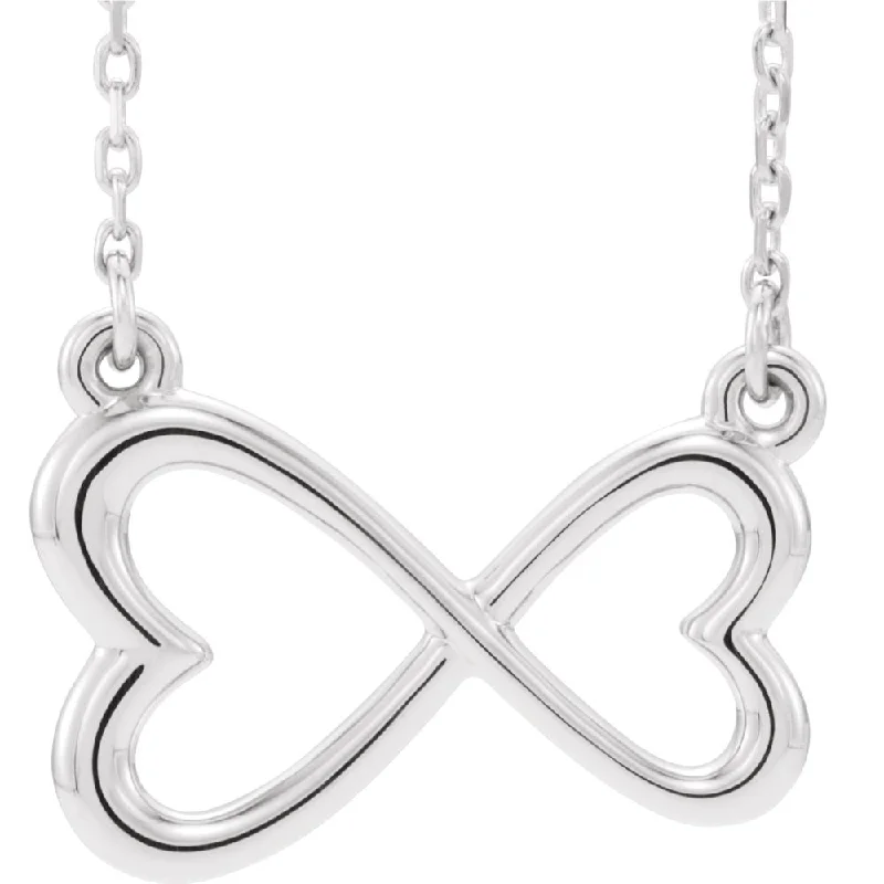 Platinum Infinity Inspired Heart Necklace, 16-18 Inch