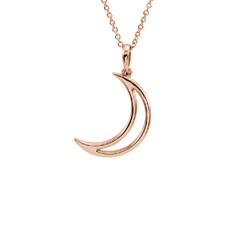 Polished Crescent Moon Necklace in 14k Rose Gold, 16 Inch