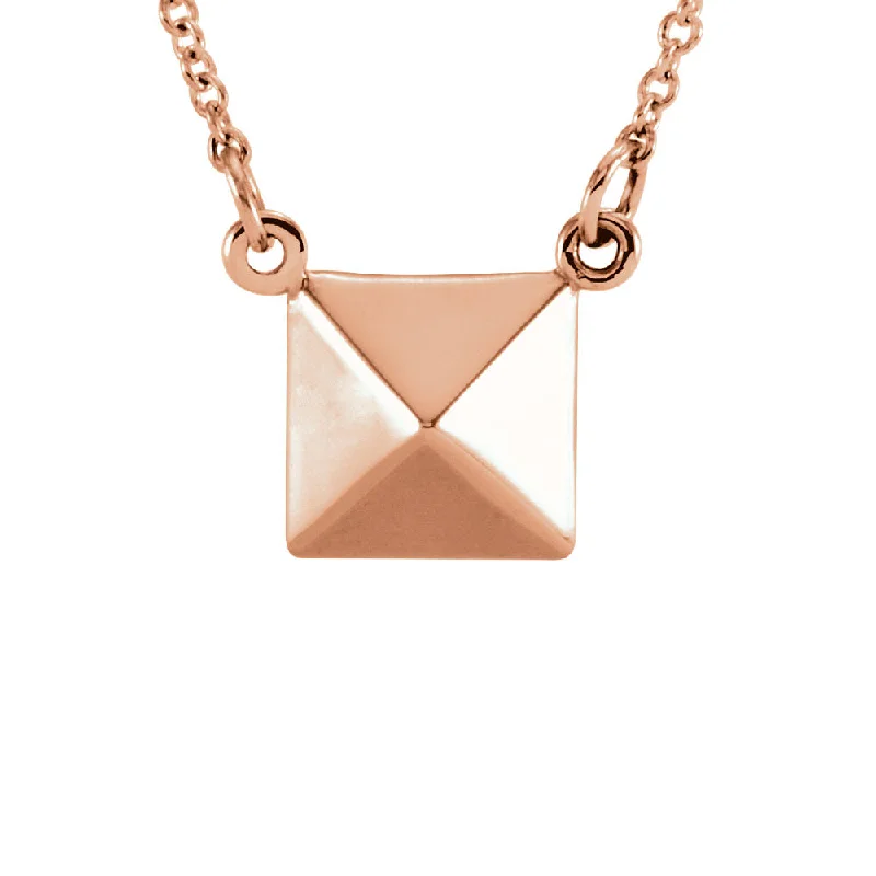 Polished Pyramid Necklace in 14k Rose Gold, 16.25 Inch