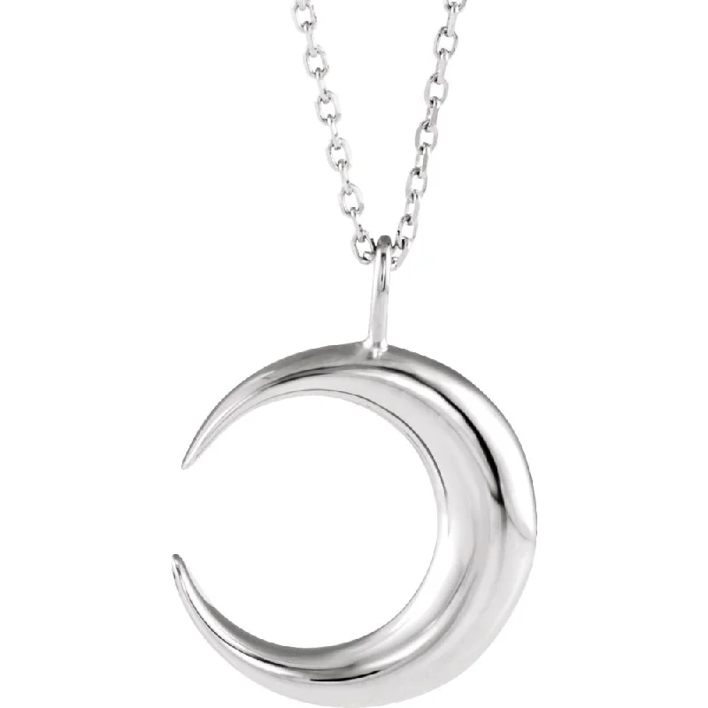 Sterling Silver Crescent Moon Necklace, 16-18 Inch