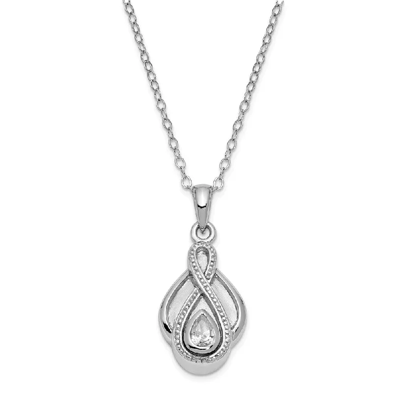 Sterling Silver & CZ Tear of Strength Ash Holder Necklace, 18 Inch