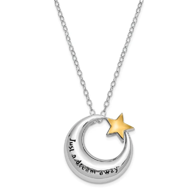 Sterling Silver Gold Tone Accent Moon & Star Ash Holder Necklace, 18in