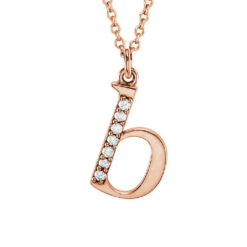 The Abbey 14k Rose Gold Diamond Lower Case Initial 'b' Necklace 16 In