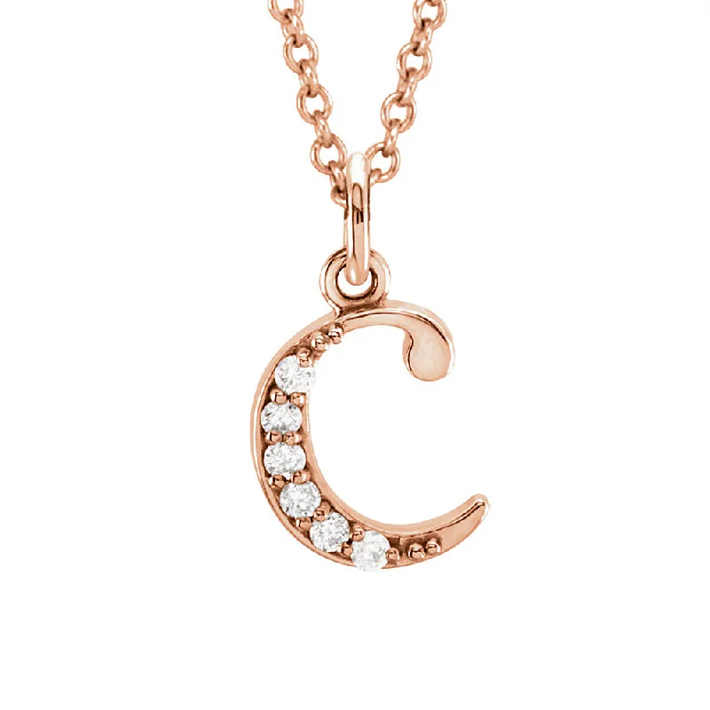 The Abbey 14k Rose Gold Diamond Lower Case Initial 'c' Necklace 16 In