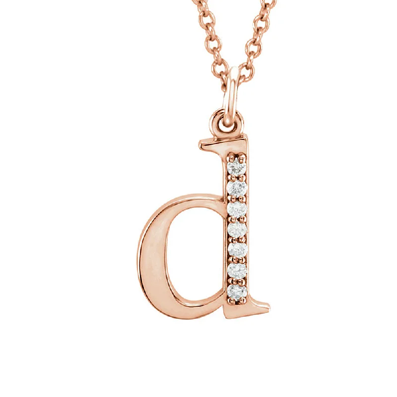 The Abbey 14k Rose Gold Diamond Lower Case Initial 'd' Necklace 16 In