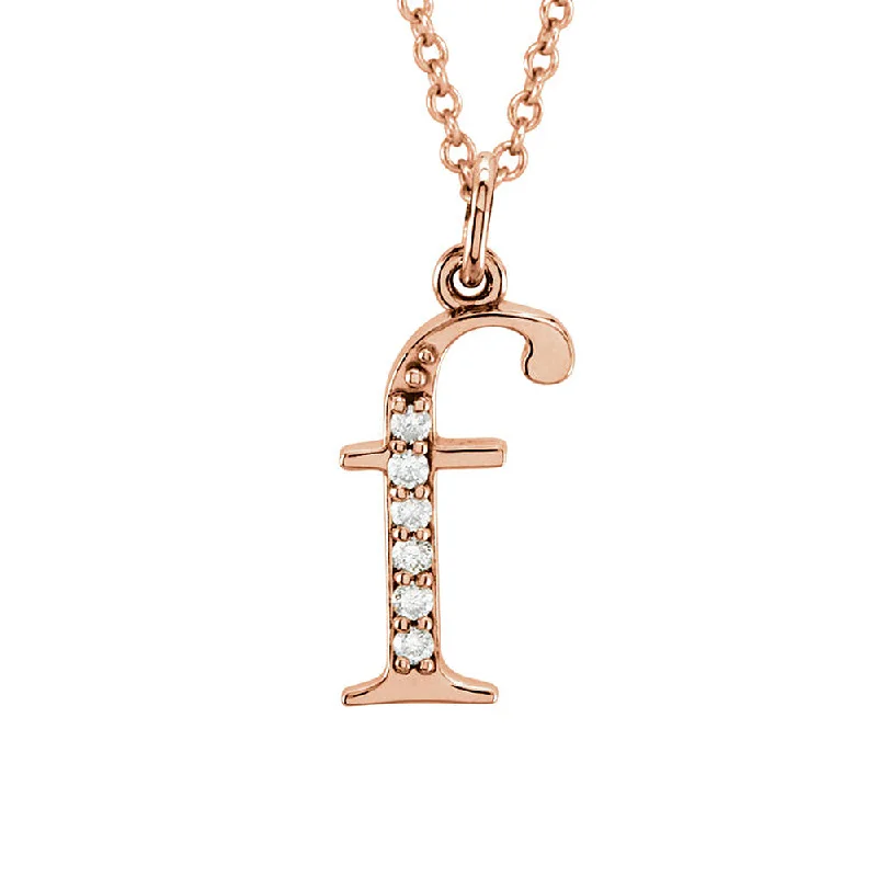 The Abbey 14k Rose Gold Diamond Lower Case Initial 'f' Necklace 16 In