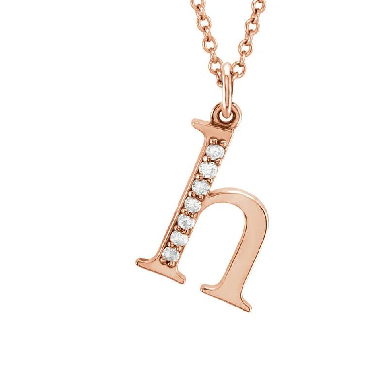 The Abbey 14k Rose Gold Diamond Lower Case Initial 'h' Necklace 16 In