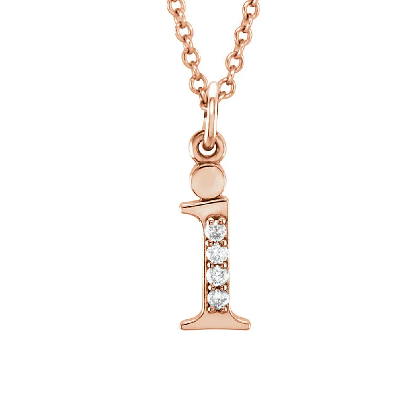 The Abbey 14k Rose Gold Diamond Lower Case Initial 'i' Necklace 16 In