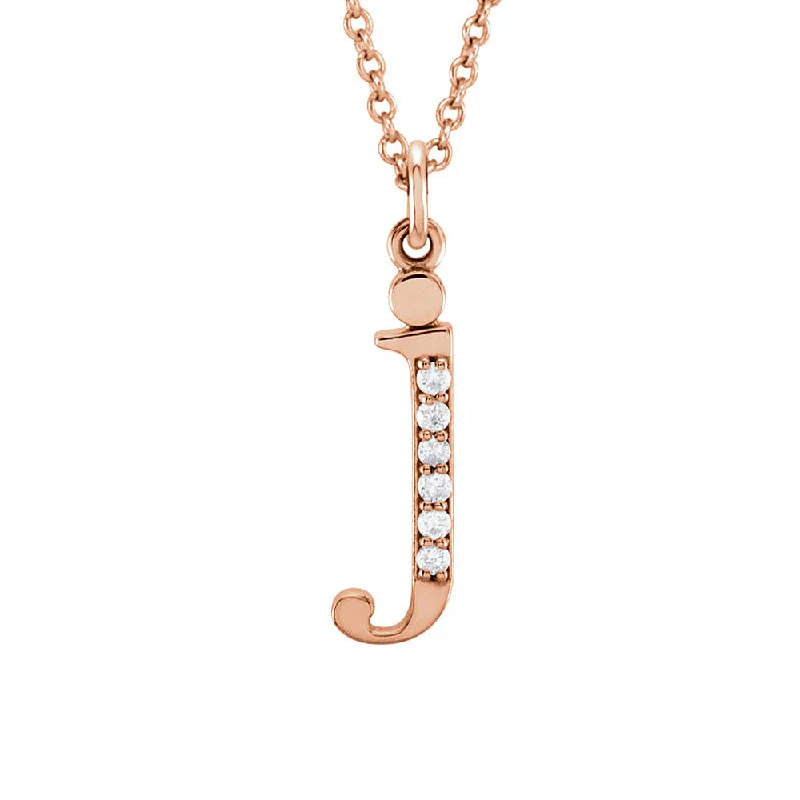 The Abbey 14k Rose Gold Diamond Lower Case Initial 'j' Necklace 16 In