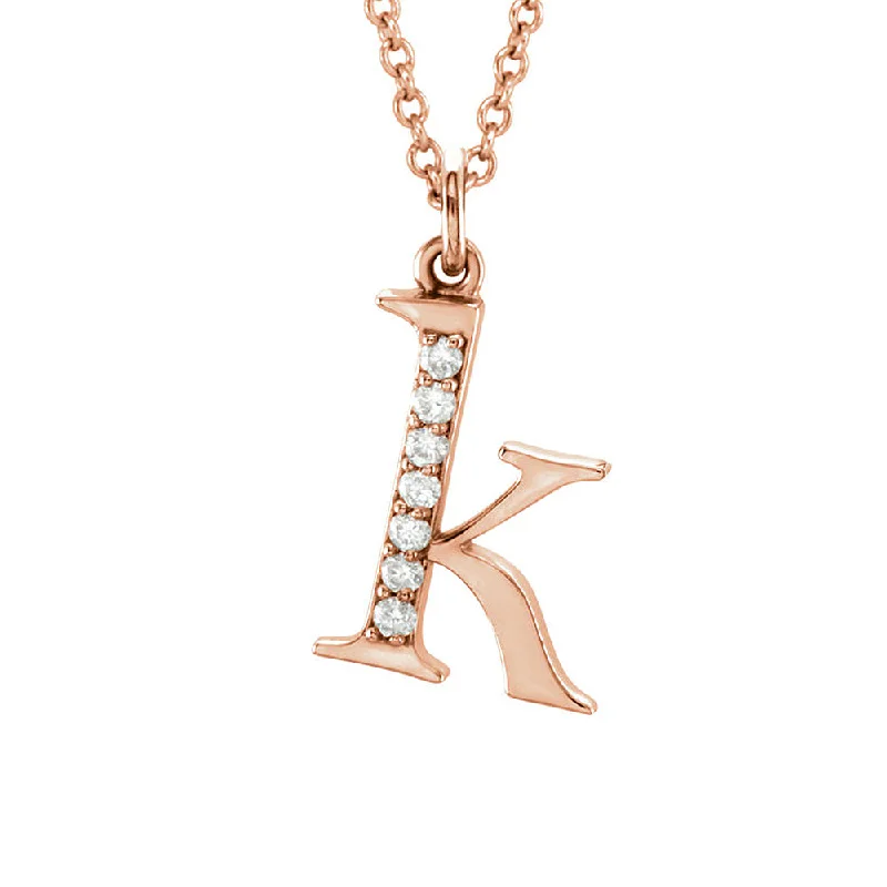 The Abbey 14k Rose Gold Diamond Lower Case Initial 'k' Necklace 16 In