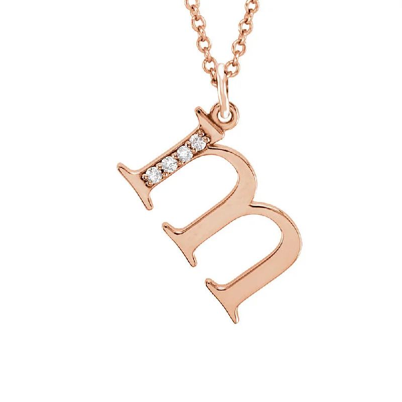 The Abbey 14k Rose Gold Diamond Lower Case Initial 'm' Necklace 16 In