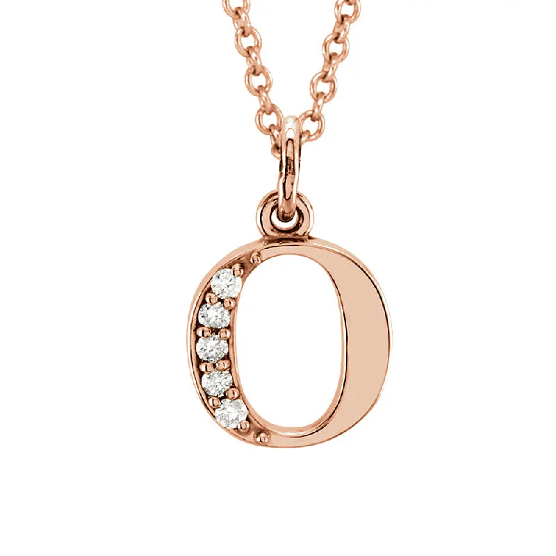 The Abbey 14k Rose Gold Diamond Lower Case Initial 'o' Necklace 16 In