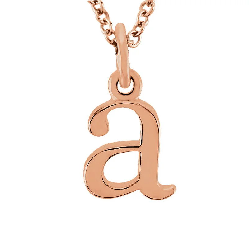 The Abbey Lower Case Initial 'a' Necklace in 14k Rose Gold, 16 Inch