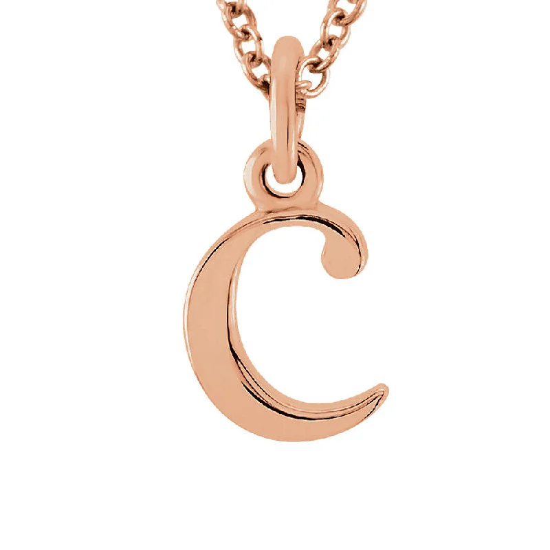 The Abbey Lower Case Initial 'c' Necklace in 14k Rose Gold, 16 Inch