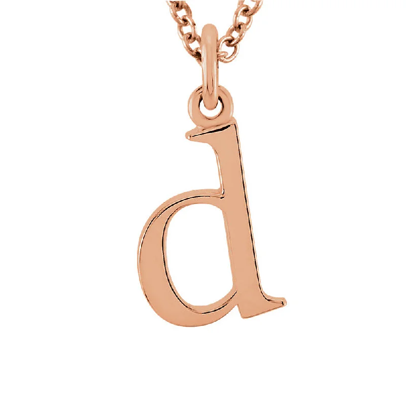 The Abbey Lower Case Initial 'd' Necklace in 14k Rose Gold, 16 Inch