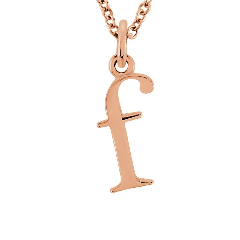 The Abbey Lower Case Initial 'f' Necklace in 14k Rose Gold, 16 Inch