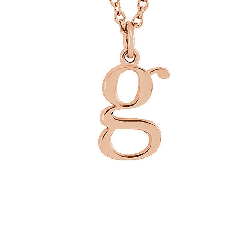 The Abbey Lower Case Initial 'g' Necklace in 14k Rose Gold, 16 Inch