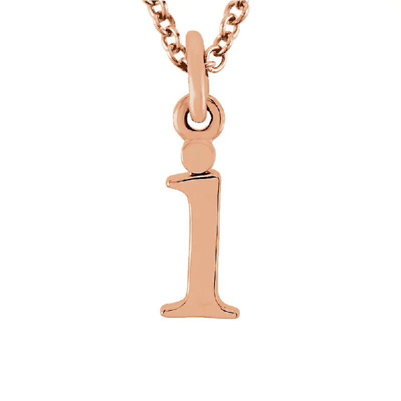 The Abbey Lower Case Initial 'i' Necklace in 14k Rose Gold, 16 Inch