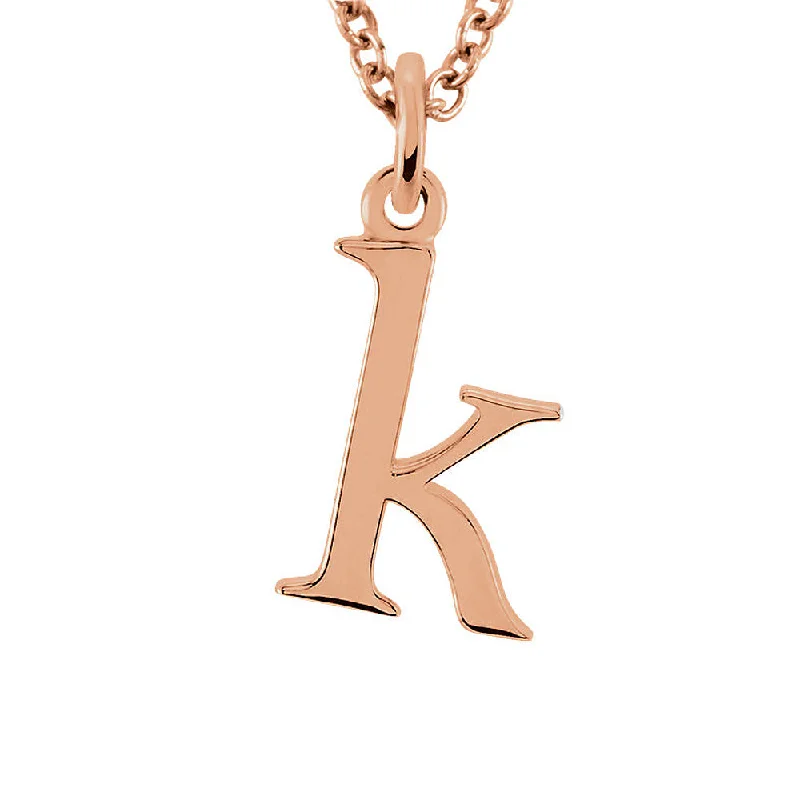 The Abbey Lower Case Initial 'k' Necklace in 14k Rose Gold, 16 Inch