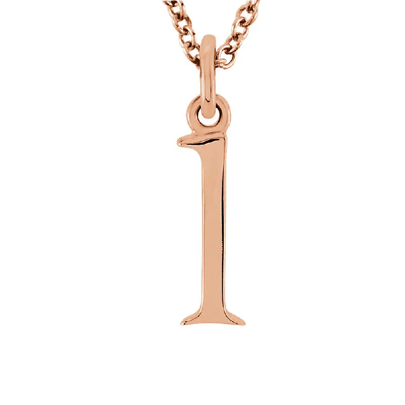 The Abbey Lower Case Initial 'l' Necklace in 14k Rose Gold, 16 Inch